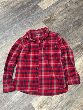 Eddie Bauer Red Plaid Button-Down Shirt